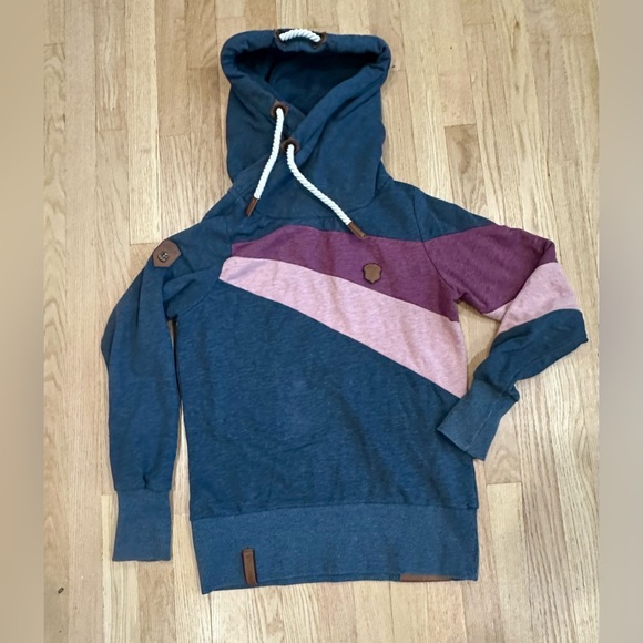 Naketano Color Block Striped Cowl Neck retired German Brand Hoodie Large - Picture 2 of 16